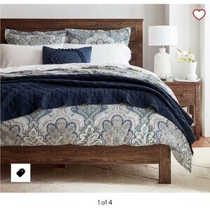 Pottery Barn Jordana Paisley Blue Queen Duvet Cover and Three (3) Euro Shams Set